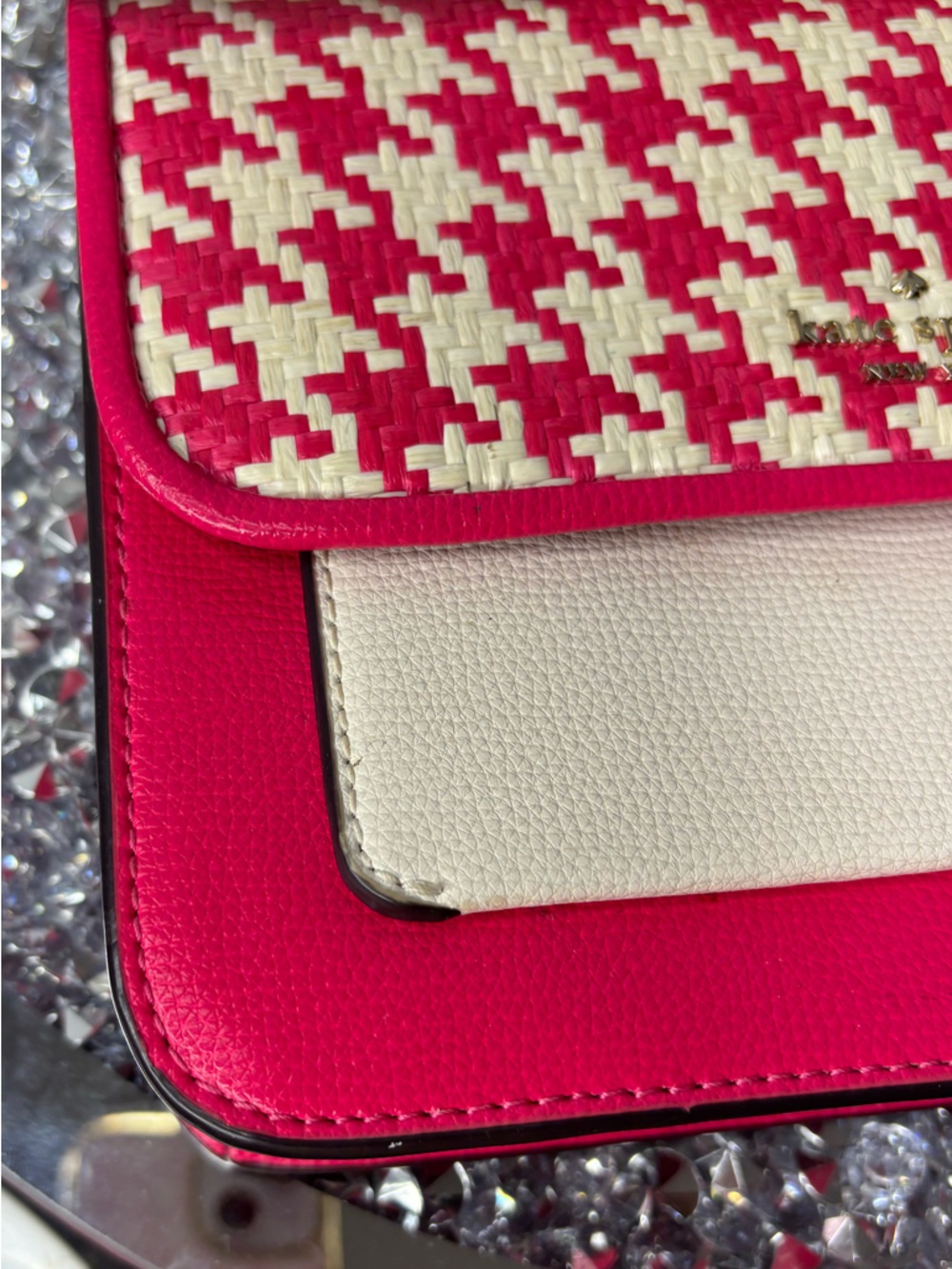 $328 KATE SPADE Red and Cream Woven Crossbody Bag - Picture 8 of 12
